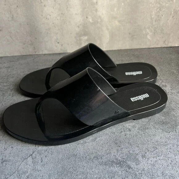 MELISSA Essential Chic Black Water Resistant Flip Flop Size 8 - Picture 8 of 16